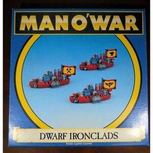 Games Workshop Man O' War Dwarf Ironclads GW Miniatures‎ Metal Rare HTF 1993 Vtg